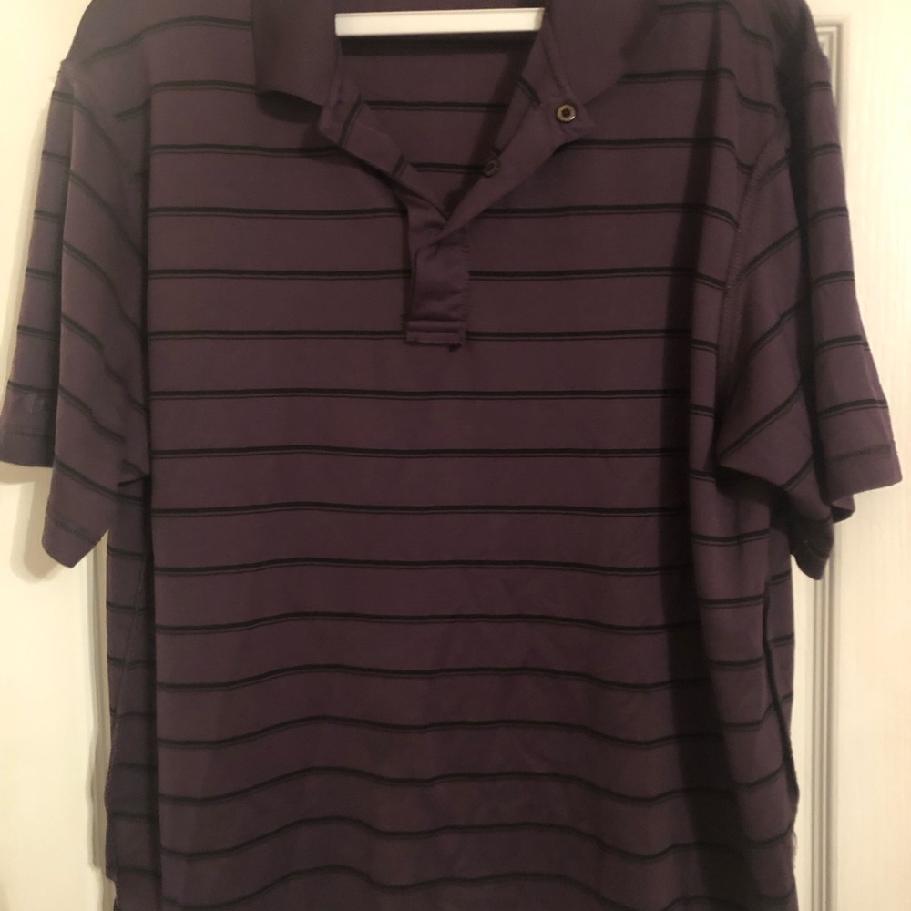 Purple with Black Stripes Men's Polo Shirt XL used